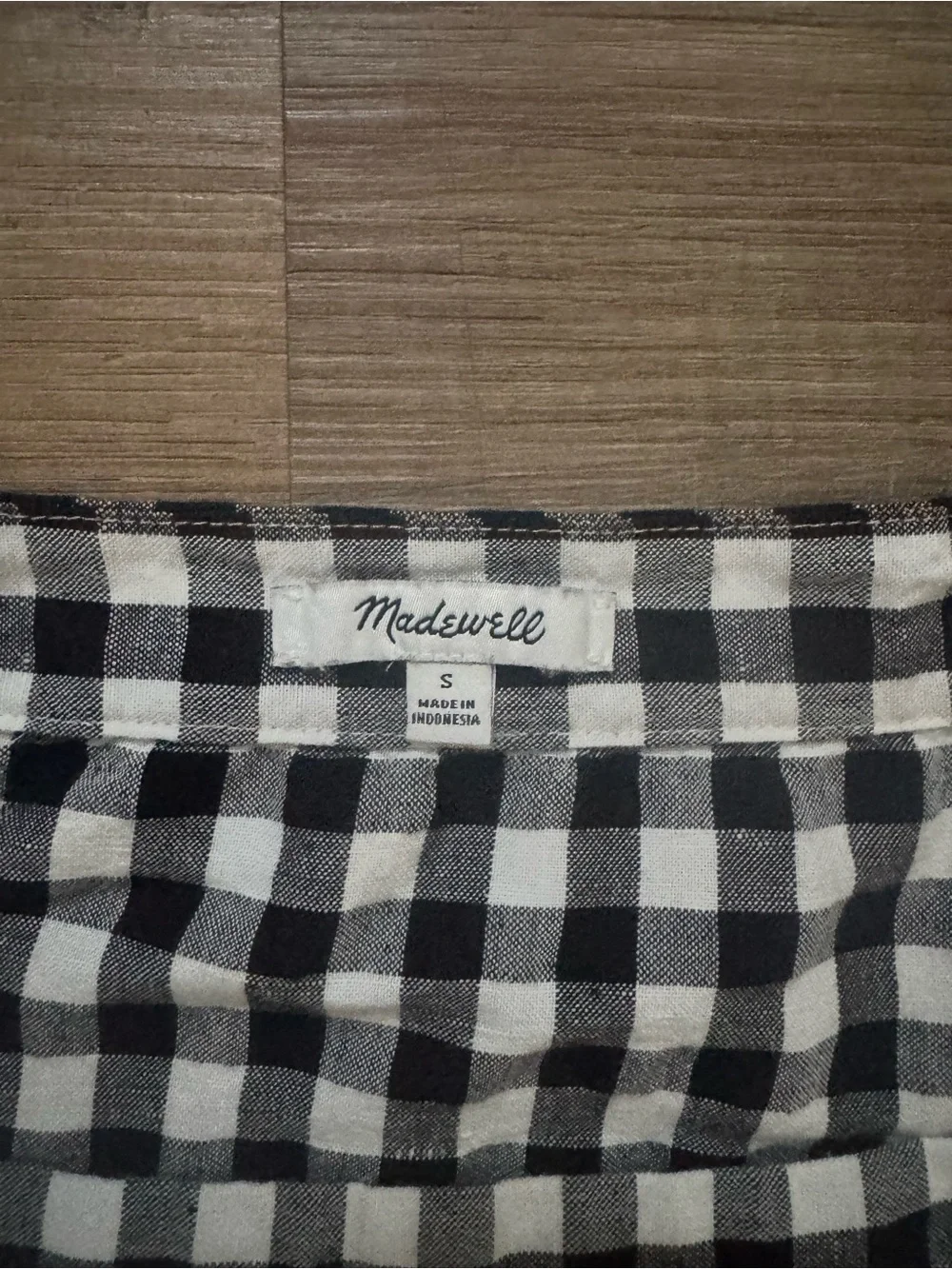 Madewell Allie Linen Blend Black & White Gingham Check Dress Sz S - Picture 7 of 7